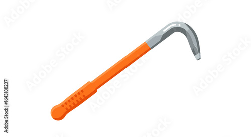 Isolated graphic of a bright orange crowbar with a grey metal head
