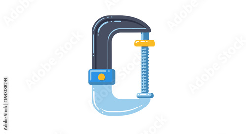 Isolated illustration of a clamp, a fundamental tool for craftsmen