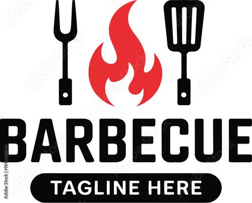 Barbecue fork and spatula logo