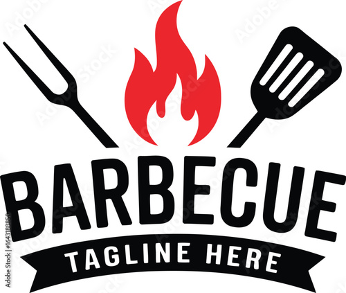 Barbecue logo with fire icon