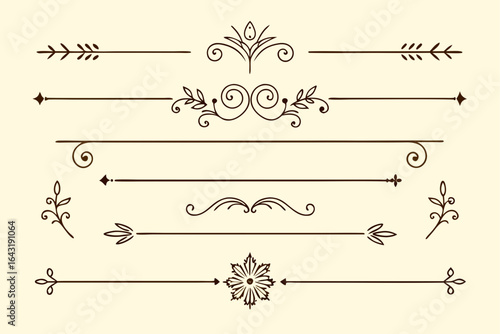 Decorative dividers with floral and arrow elements