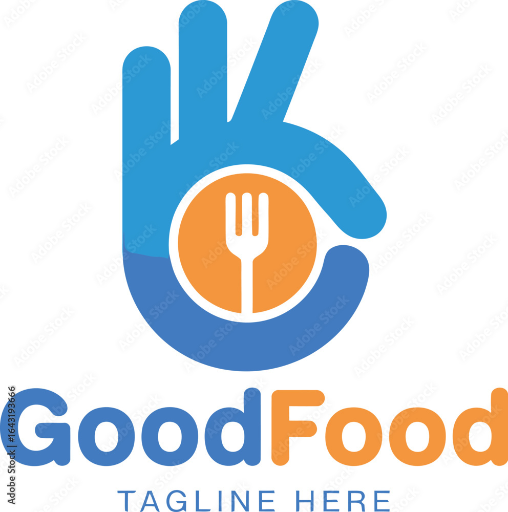 Fototapeta premium Hand ok sign with fork inside