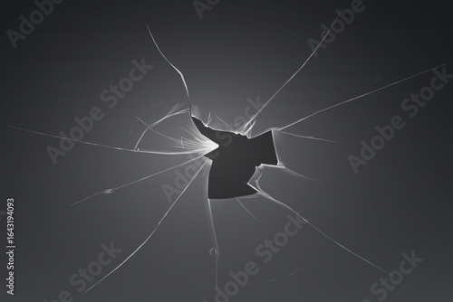 Broken glass hole with cracks. Vector illustration EPS10