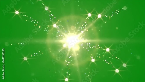 Sparkling Light Streaks and Flares on Green Screen Background Animation
