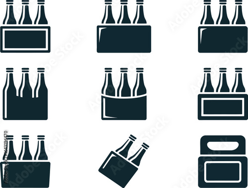 Bottle six pack vector icons