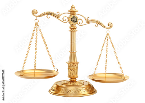 golden scales of justice Isolated on background white