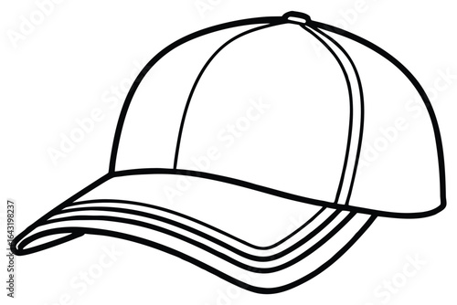 Outlined baseball cap stands out against a stark, clean white backdrop perfectly
