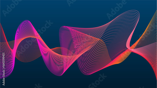 Modern wavy lines with colorful soft pink orange gradient