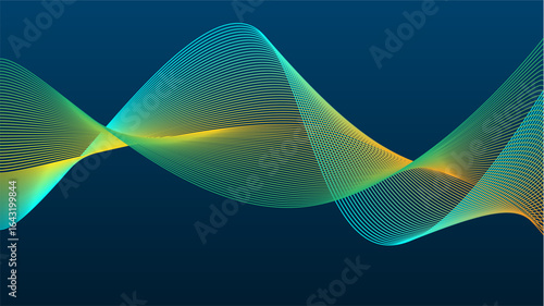 Modern wavy lines with colorful bright soft green yellow gradient
