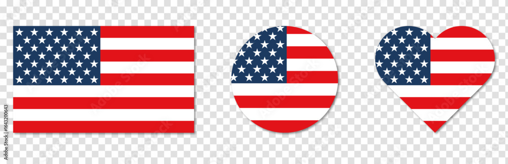 Fototapeta premium American flag in the shape of square, heart and circle