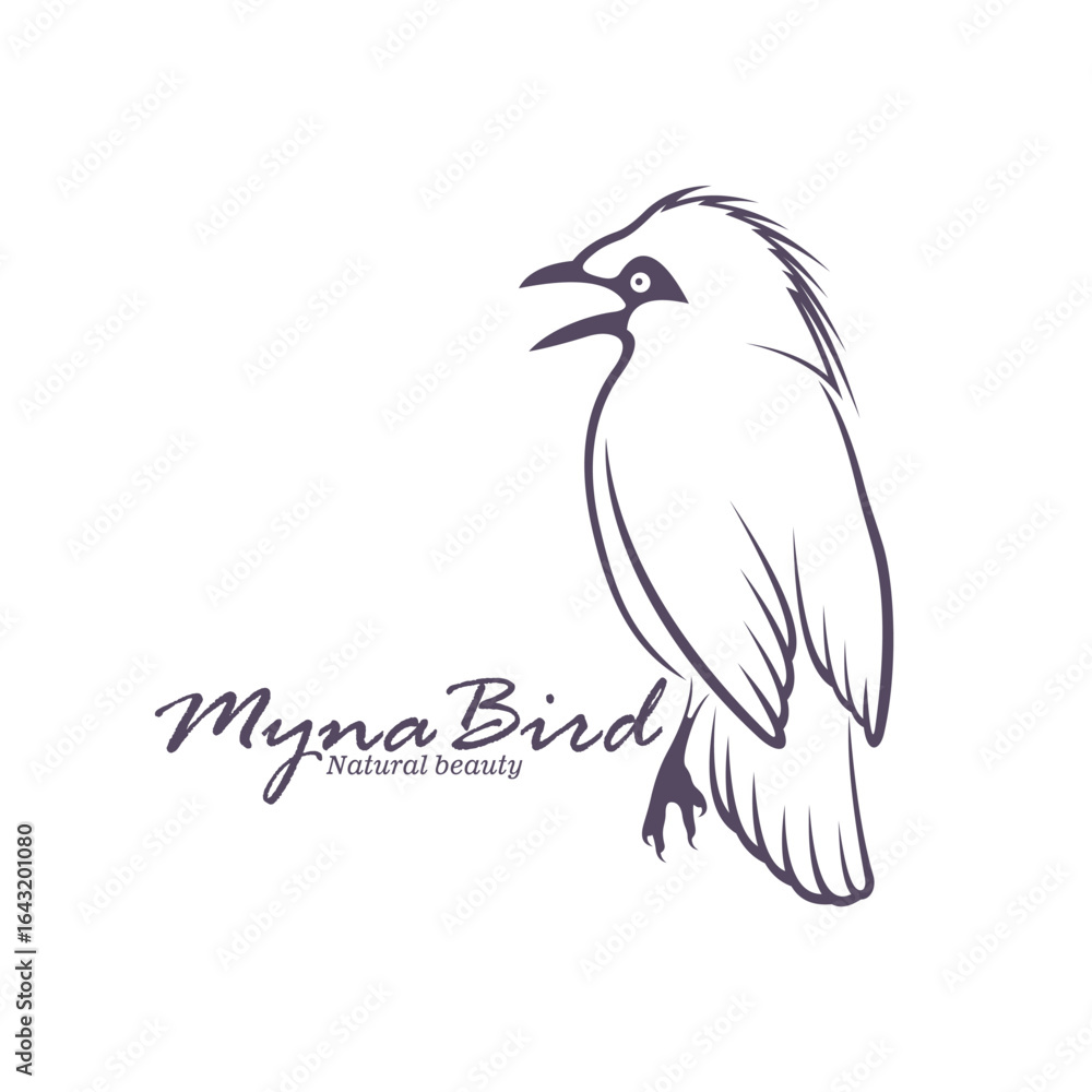 Obraz premium Bali Myna Bird logo design vector. Silhouette Myna Bird Template Illustration
