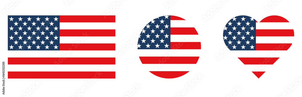 Naklejka premium Set of American flag