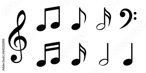 Fototapeta Set of musical note icons
