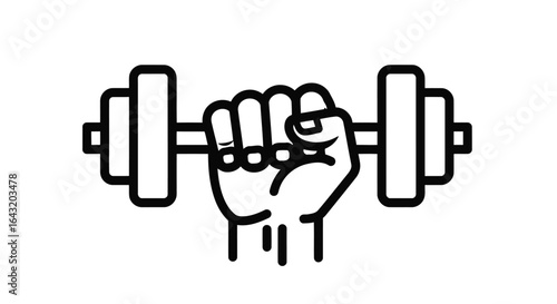 Illustration of a hand holding a dumbbell representing strength training and physical fitness for a healthy lifestyle