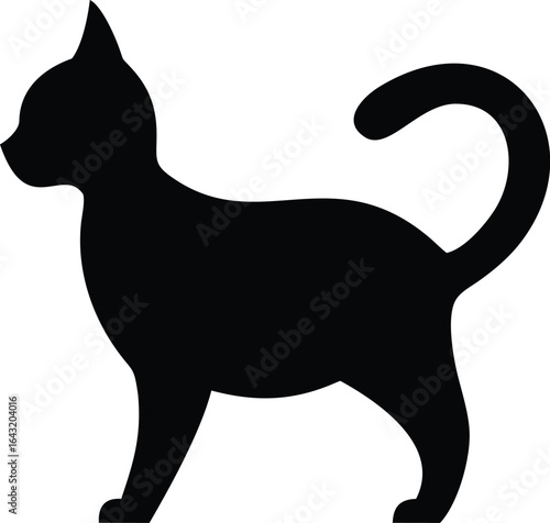 Black and white cat silhouette vector illustration	