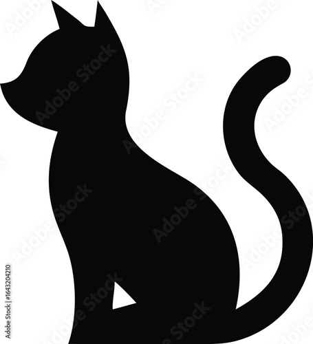 Black and white cat silhouette vector illustration	