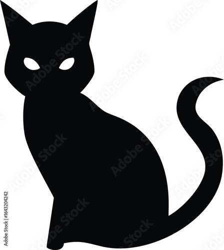 Black and white cat silhouette vector illustration	