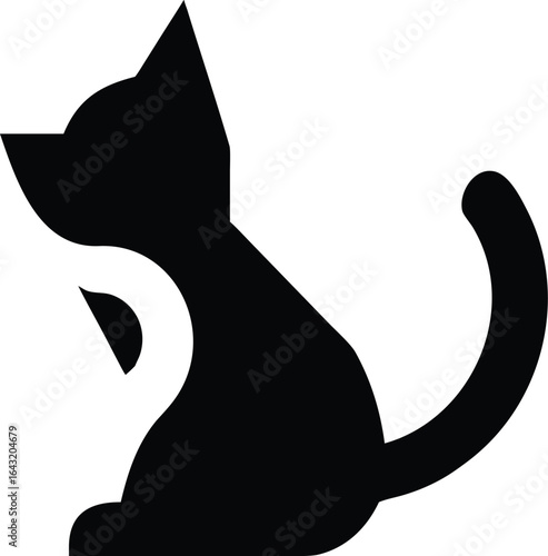 Black and white cat silhouette vector illustration	
