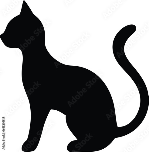 Black and white cat silhouette vector illustration	