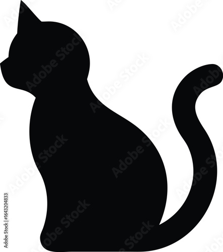 Black and white cat silhouette vector illustration	