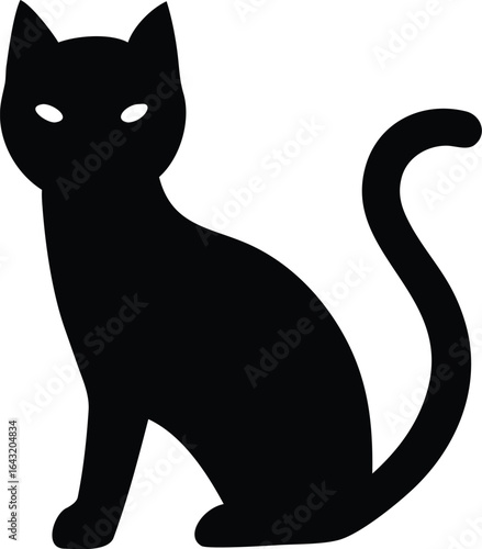 Black and white cat silhouette vector illustration	