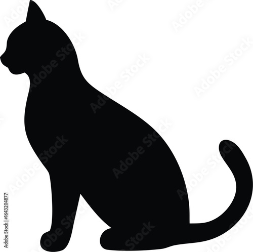 Black and white cat silhouette vector illustration	