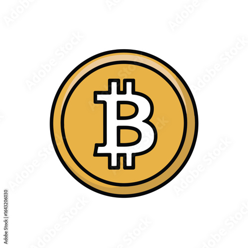 Stylized Bitcoin Cryptocurrency Coin Illustration Symbol of Digital Decentralized Currency and Blockchain Technology