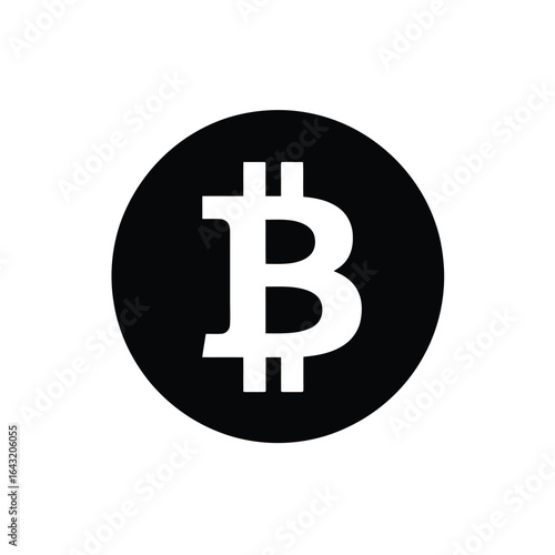Bitcoin Symbol on Black Circular Background Digital Currency and Cryptocurrency Concept for Finance and Technology