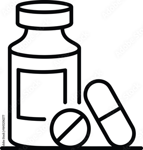 Outline of medicine bottle pills