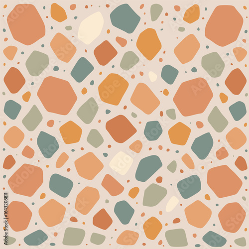 Motif sol Pierre Terrazzo Style Art Déco Carrelage Vecteur Multicolore