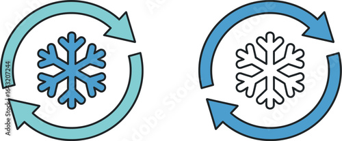 Two cooling cycle snowflake icon