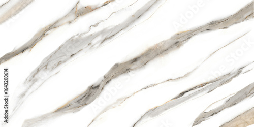 Luxury of white marble texture and background. Authentic and real high-resolution natural stone with a unique grey and brown veining pattern, polished finish for ceramic tile design.