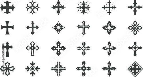 Gold Celtic ornamental cross seamless vector pattern with vintage religious symbols