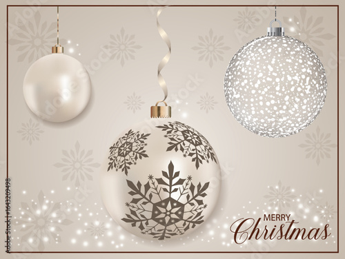 A pearly Christmas bauble design with a dark snowflake motif.