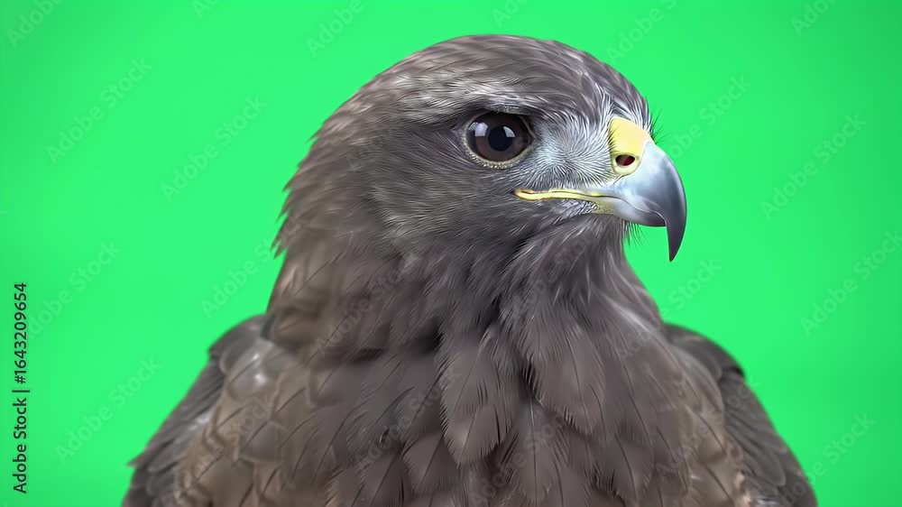 Majestic Bird of Prey Headshot Isolated on Vibrant Green Screen Background for Easy Compositing and Design Projects Majestic Bird of Prey Headshot Isolated on Vibrant Green Screen Background for Easy Compositing and Design Projects
