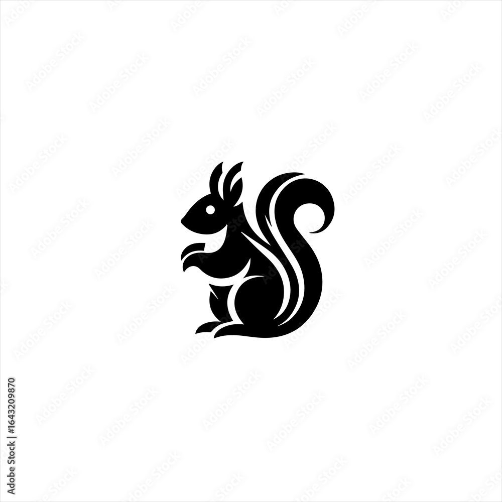 Obraz premium Stylized black squirrel silhouette logo design