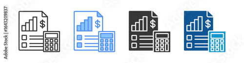 Accounting Icon Set Multiple Style Collection