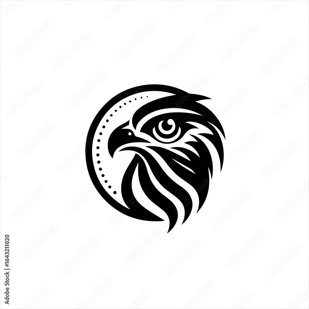 Fototapeta premium Stylized black and white eagle head logo design