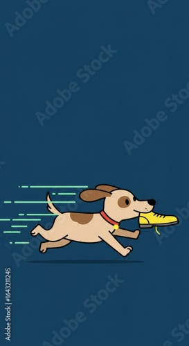 Running Dog with Shoe
