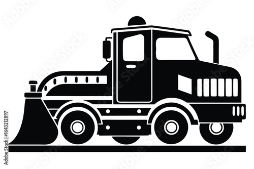 Simple black snowplow is displayed on a white background for creative projects