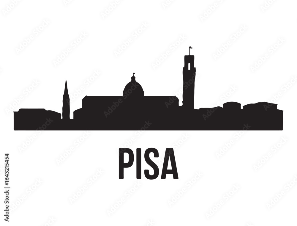 Fototapeta premium Pisa skyline silhouette. Vector illustration. Vector black silhouette. with white background.