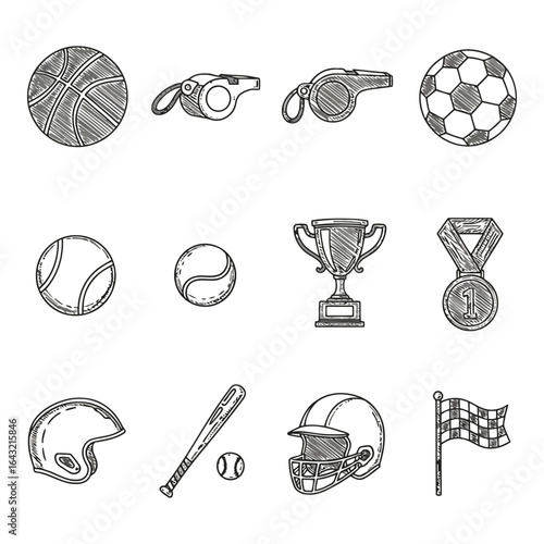 Art of collection of sport icons isolated on white background