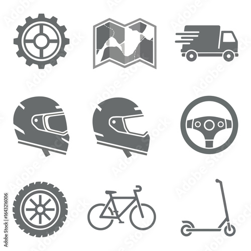 Art of transportation and travel icons isolated on white background