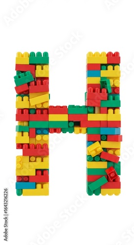 Letter H Built from Toy Building Blocks 