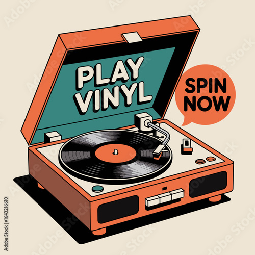 Play Vinyl Retro Turntable Poster