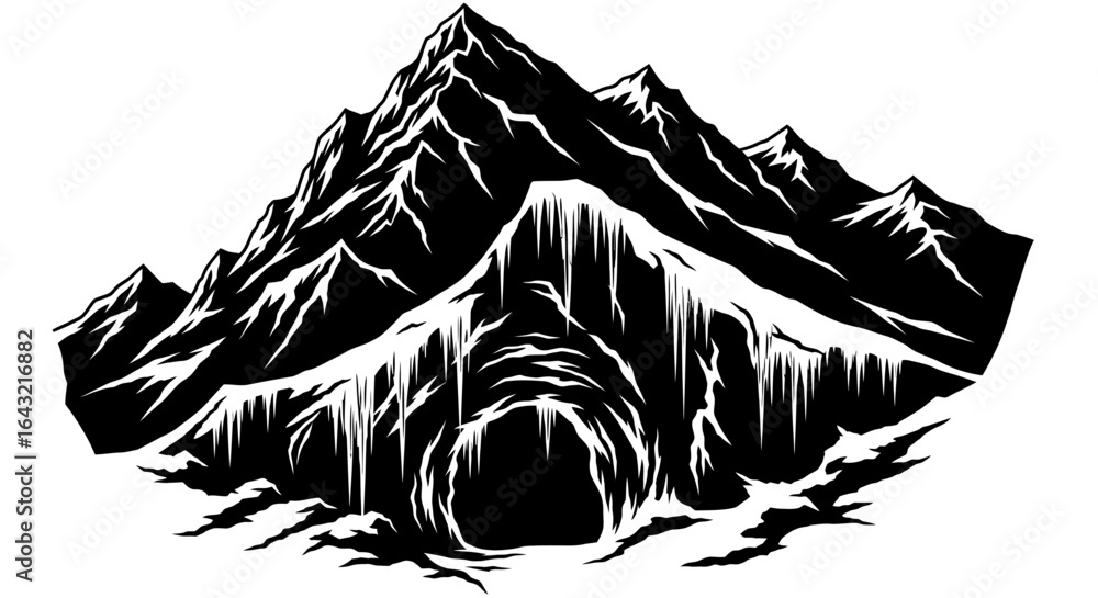 Fototapeta premium dramatic black and white mountain range illustration perfect for adventure exploration and naturethemed designs branding and print projects