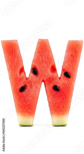 Letter W with Watermelon Texture