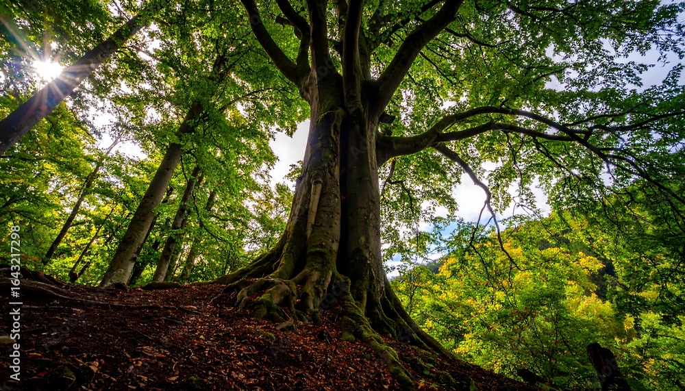 Fototapeta premium Large tree in lush forest