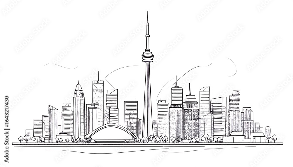Obraz premium City skyline line art sketch