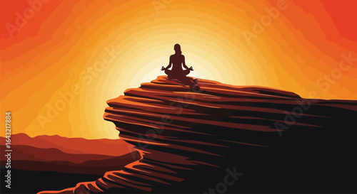 find inner peace silhouette of a woman meditating at sunset on a mountaintop perfect for wellness yoga and mindfulness websites and social media